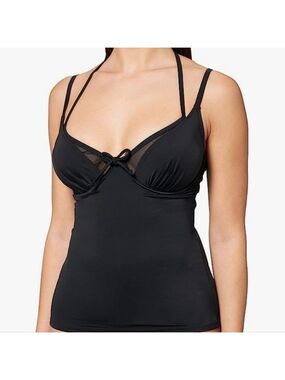 Pour Moi Black Space Tankini Top 34C NWT Built-In Bra NWT